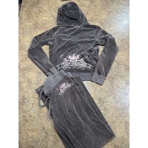 Vintage Y2k Juicy Couture Tracksuit Set Velour Top Large Bottoms Medium Flare